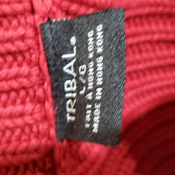 Tribal red bell sleeve ruffled cardigan with pockets - Picture 6 of 7